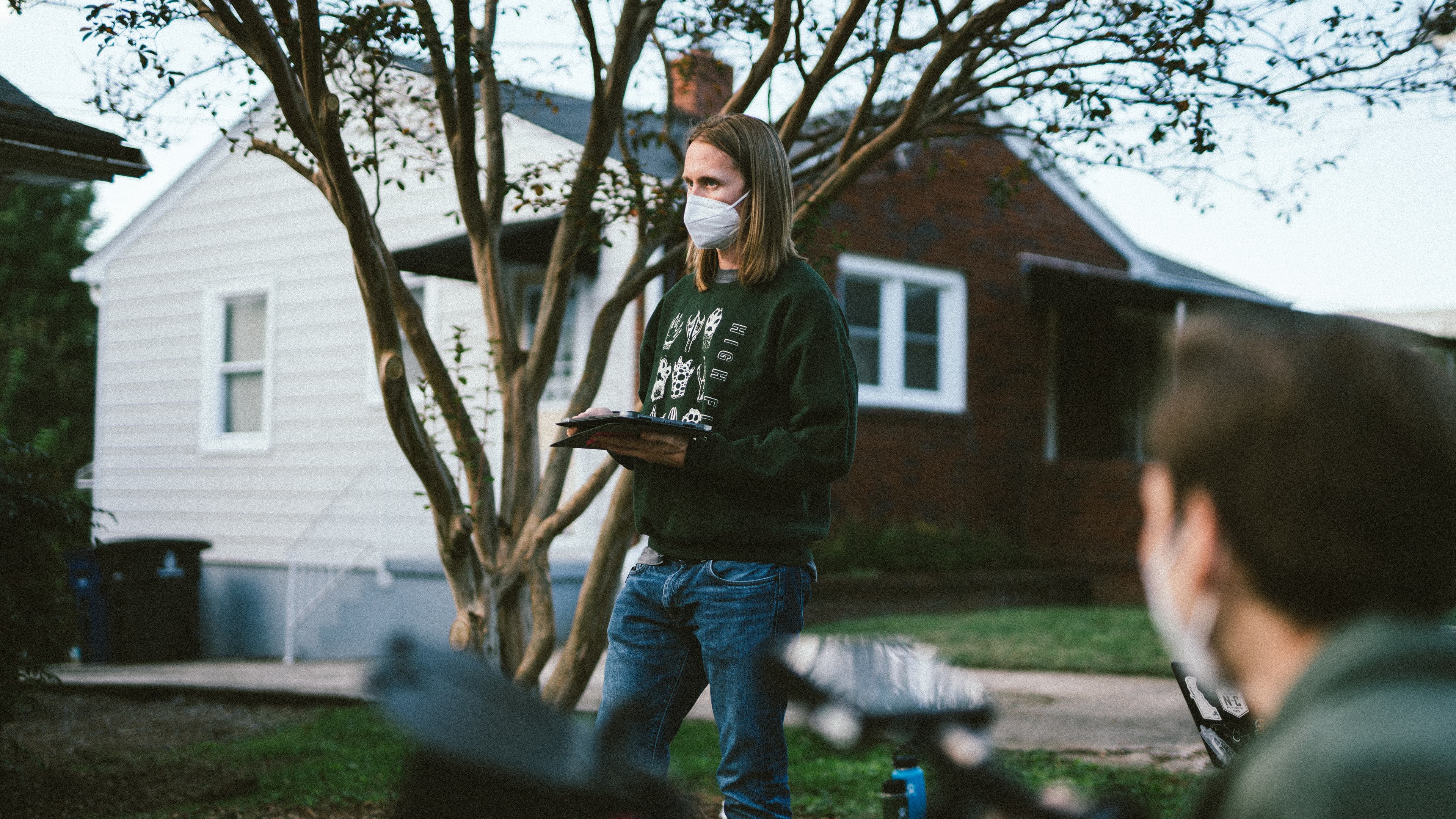 Connor Reveley directing on set